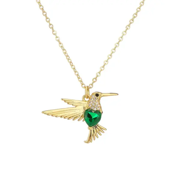 Wholesale Cute Animal Bird Copper Plating Inlay Zircon Pendant Necklace