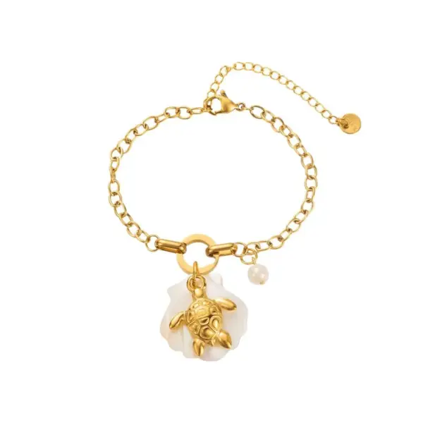 Wholesale Marine Style Starfish Conch 304 Stainless Steel Cable Chain Bracelets In Bulk