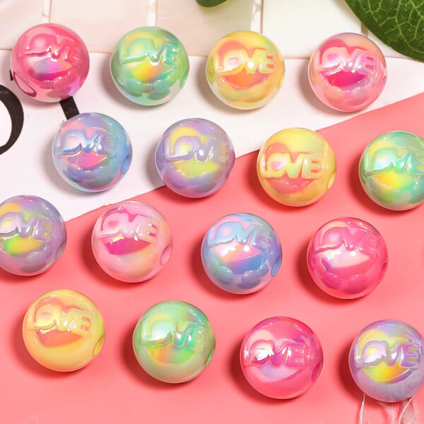 Wholesale Two-tone heart-shaped 3D letter beaded bracelet