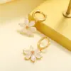 Wholesale Fashion Flower Copper Artificial Gemstones Earrings