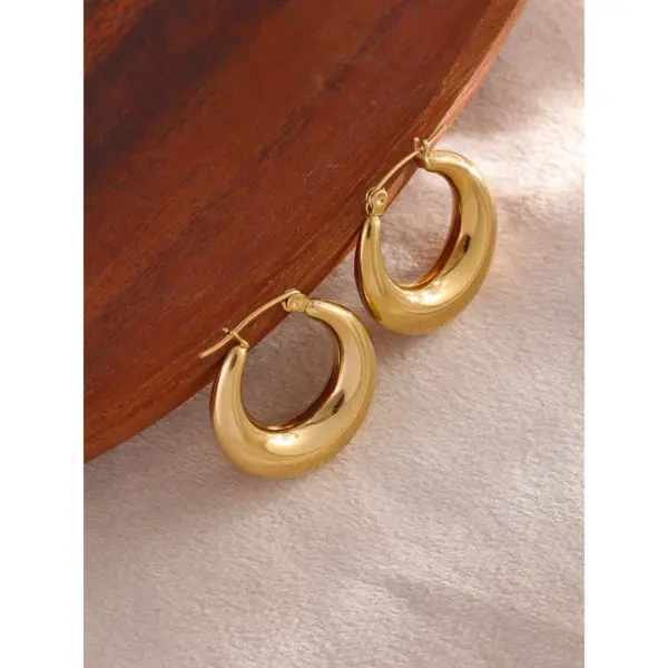 Wholesale 1 Pair Fashion Solid Color Plating 304 Stainless Steel 18K Gold Plated Stainless Steel Earrings
