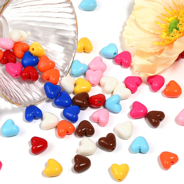 Wholesale Acrylic Real Color Love Beads Multicolor Peach Heart Vertical Hole Beads