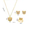 Wholesale Ion Plating (IP) Real Gold Plated Little Bear Stainless Steel Cute Waterproof Non Tarnish Rings Earrings Necklace