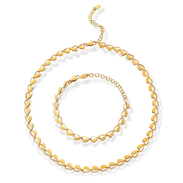 Wholesale PVD Coated Real Gold Plated 18K Gold Geometric 304 Stainless Steel Fashion Waterproof Non Tarnish Bracelets Necklace