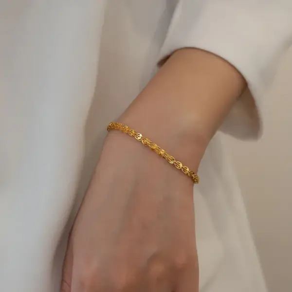Wholesale PVD Coated 18K Gold Plated Geometric 304 Stainless Steel Waterproof Non Tarnish 304 Stainless Steel Bracelets