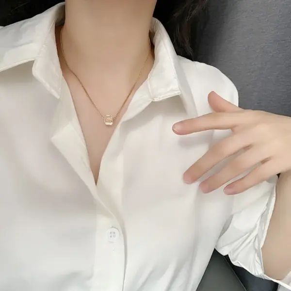 Wholesale Fashion Geometric Plating Glass Titanium Steel Necklace