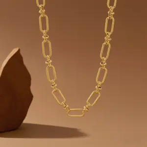 X0421-Interlocking Cross Chain Necklace - Gold