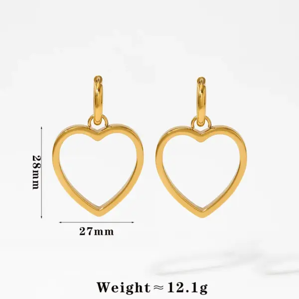 18K Real Gold Plated 304 Stainless Steel PVD Coated Heart Shape Simple Style Jewelry Set For Women