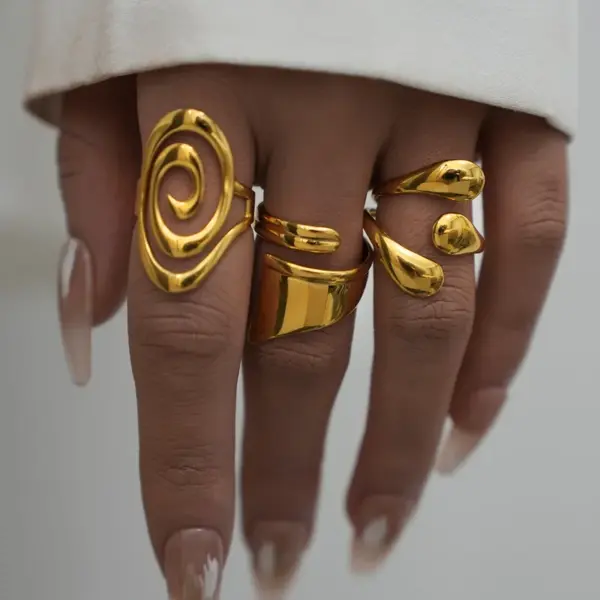 304 Stainless Steel Geometric Ion Plating (IP) 18K Real Gold Plated Casual Simple Style Waterproof Non Tarnish Open Rings