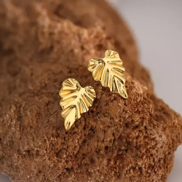 1 Pair IG Style Casual Novelty Geometric Leaf Water oplets 304 Stainless Steel Imitation Gold Ear Studs