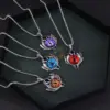 Retro Geometric Stainless Steel Inlay Artificial Gemstones Pendant Necklace 1 Piece