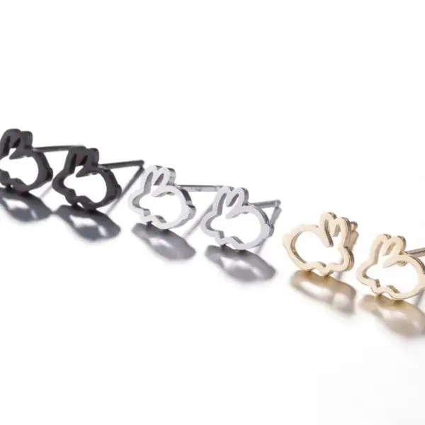 Ion Plating (IP) Real Gold Plated Letter Cat Elephant Stainless Steel Simple Style Waterproof Non Tarnish Ear Studs