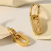 Wholesale PVD Coated Real Gold Plated 18K Gold Square 304 Stainless Steel French Style Waterproof Non Tarnish Earrings