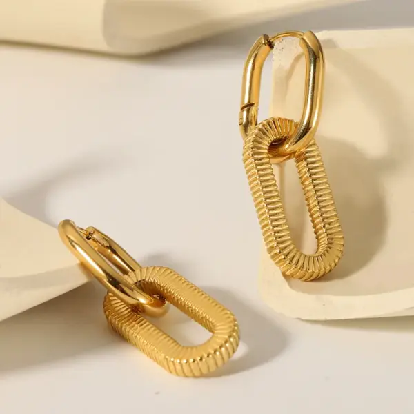 Wholesale PVD Coated Real Gold Plated 18K Gold Square 304 Stainless Steel French Style Waterproof Non Tarnish Earrings