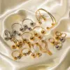 Wholesale 304 Stainless Steel Geometric PVD Coated 18K Real Gold Plated Real Gold Plated Casual Classic Style Waterproof Non Tarnish Plating Gold Rings Earrings Necklace