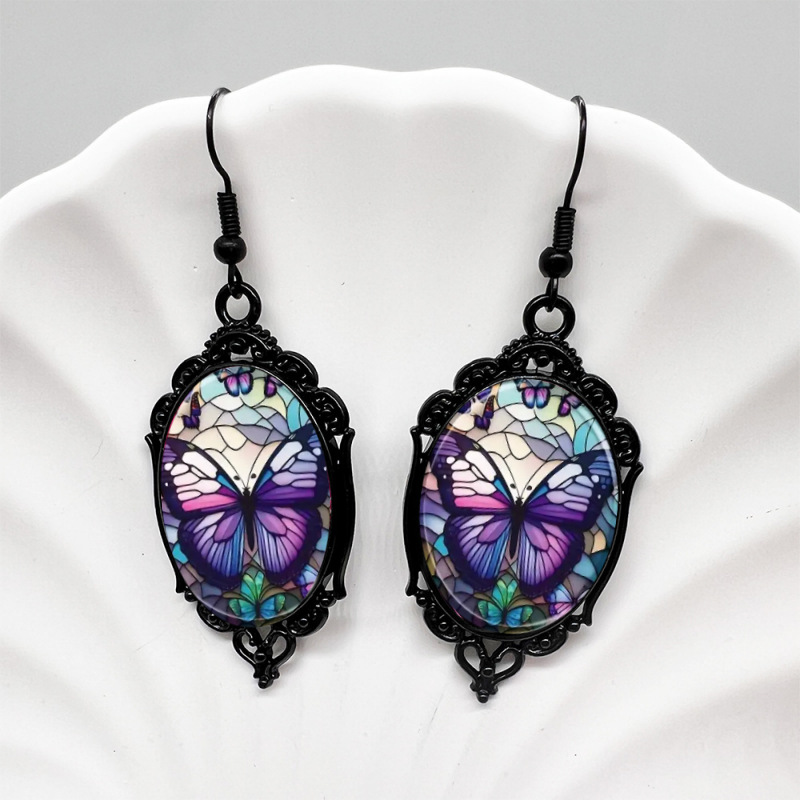 Wholesale Cross-border retro gothic crow cross witch pendant earrings jewelry factory direct sales