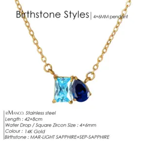 March Light Blue Square Diamond Sapphire Blue Water Drop