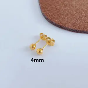 4mm Gold Bean Stud Earrings