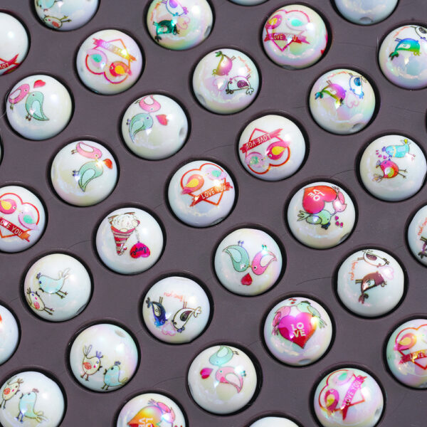 Wholesale 10pcs Valentine's Day Love Bird Round Beads