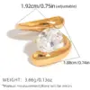 Wholesale 304 Stainless Steel 18K Gold Plated Women Stainless Steel Zircon Geometric Open Ring Women Jewelry Accessories Holiday Gifts