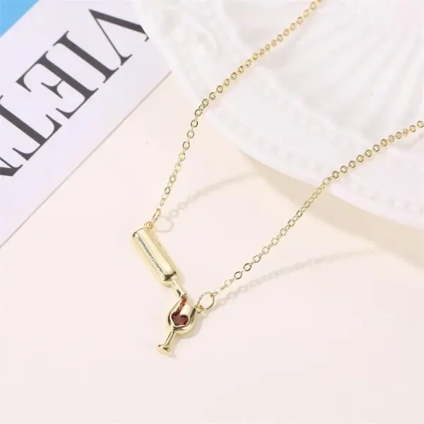 Bottle Foot Wine Bottle Copper Simple Style Alloy Necklace