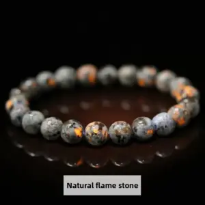 Natural Flame Stone Bracelet / Diameter 10.1-10.8mm (about 17-19 Pieces)