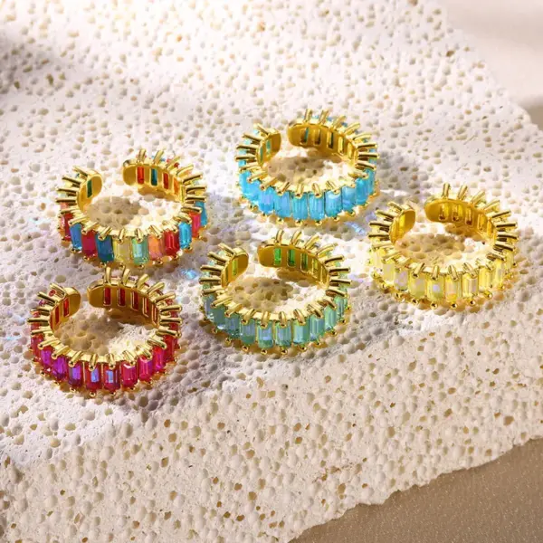 PVD Coated Real Gold Plated Geometric 304 Stainless Steel Modern Style Classic Style Waterproof Non Tarnish Open Rings