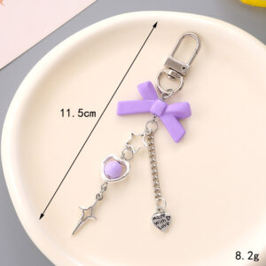 K4874 solid color bow hanging love purple / Small pendant