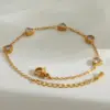 Wholesale Jewelry IG Style Basic Heart Shape Solid Color 304 Stainless Steel Zircon 18K Gold Plated Bracelets Jewelry Set