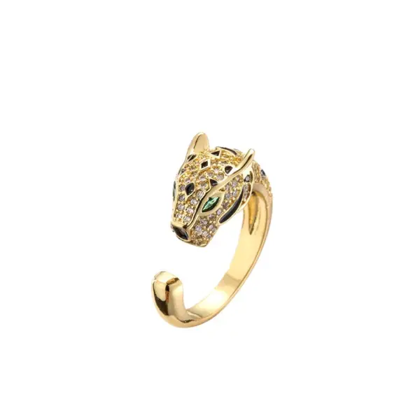 Lady Geometric Copper Gold Plated Zircon Open Ring 1 Piece