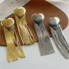 Water Plating Real Gold Plated Tassel Heart Shape Titanium Steel Elegant Exaggerated Waterproof Non Tarnish Drop Earrings