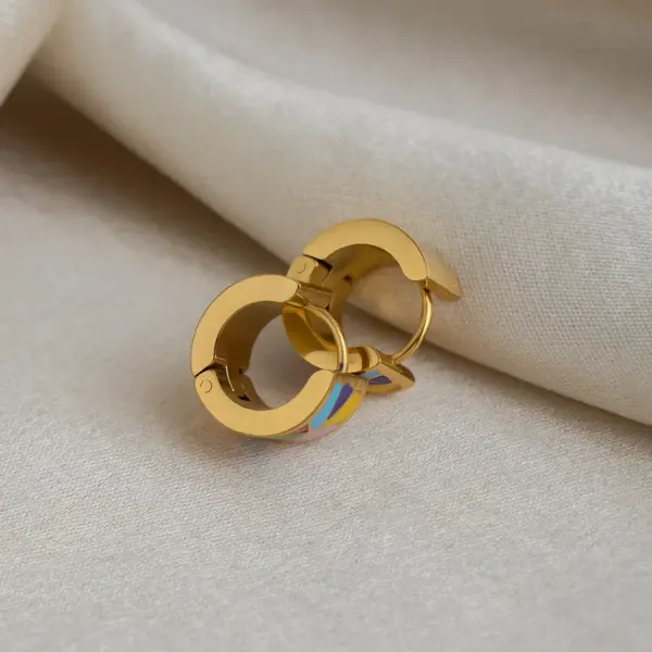 Wholesale PVD Coated Real Gold Plated 18K Gold Color Block 201 Stainless Steel IG Style Waterproof Non Tarnish Earrings