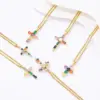 Stainless Steel Copper Fashion Plating Inlay Cross Zircon Pendant Necklace