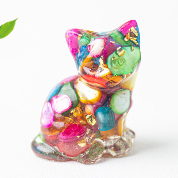 Wholesale Cross-border natural crystal gravel glue drop sitting posture turn face cute cat office home desktop decoration ornaments