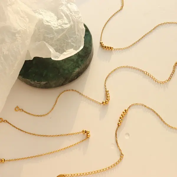 Wholesale Fashion Geometric Titanium Steel Waterproof Non Tarnish No Inlaid PVD Coated Real Gold Plated Women'S Anklet