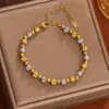 Casual Simple Style Round Titanium Steel 18K Gold Plated Bracelets In Bulk