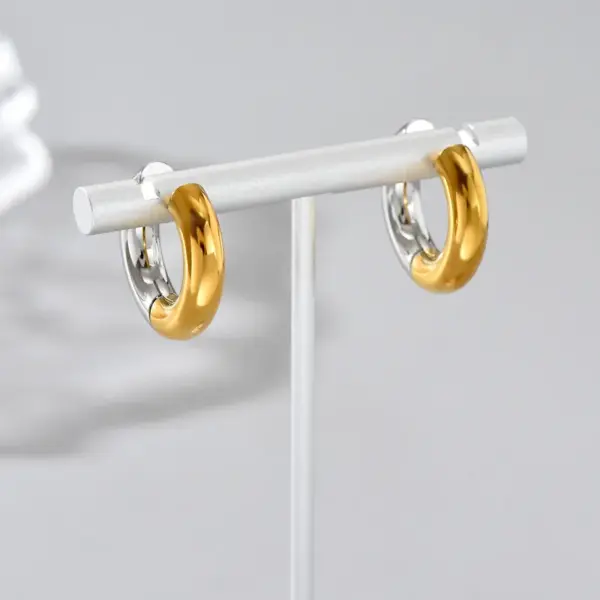 Wholesale 304 Stainless Steel Geometric PVD Coated 18K Gold Plated 18K Gold Simple Style Classic Style Roman Style Waterproof Non Tarnish Plating Earrings