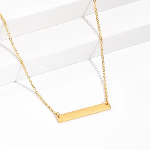 Wholesale Jewelry Simple Style Customization Laser Engraving Rectangle 201 Stainless Steel 18K Gold Plated Plating Necklace