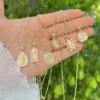 Wholesale Copper 18K Gold Plated Inlay Virgin Mary Zircon Pendant Necklace