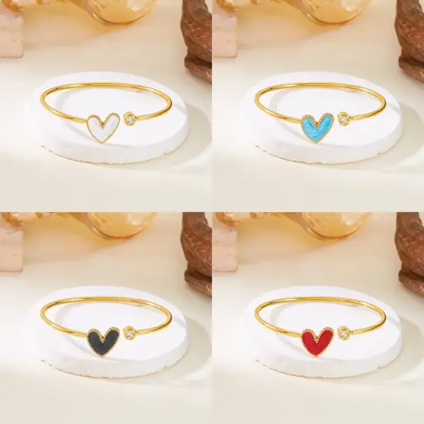 Wholesale Simple Style Heart Shape 304 Stainless Steel Bangle In Bulk