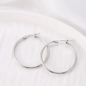 Wholesale Ion Plating (IP) 18K Gold Plated Round Titanium Steel Vintage Style Modern Style Simple Style Waterproof Non Tarnish Hoop Earrings