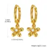 Wholesale PVD Coated Real Gold Plated 18K Gold Flower 304 Stainless Steel IG Style Casual Artistic Waterproof Non Tarnish Charm Sleeper Hoop Earrings