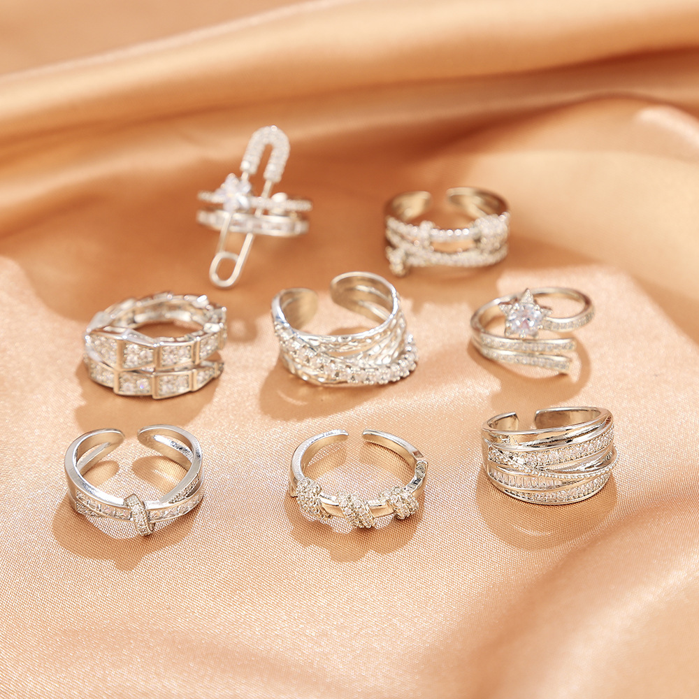 Wholesale 2024 New Heavy Industry Ring Running Time Cross Ring Female Niche Opening Adjustable No Falling Ring