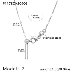 P1178-2 Steel Color Cross Chain Necklace 49cm