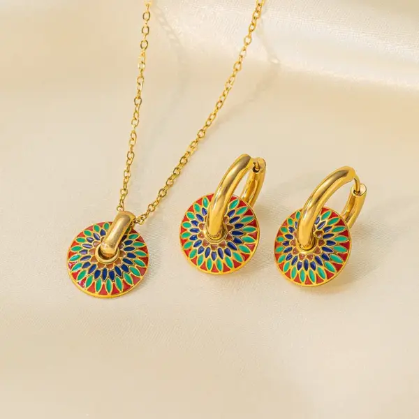 Wholesale Jewelry Simple Style Classic Style Geometric Titanium Steel Plating Jewelry Set Cable Chain
