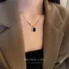 Wholesale PVD Coated Real Gold Plated Square Stainless Steel Titanium Steel Elegant Simple Style Waterproof Non Tarnish Pendant Necklace