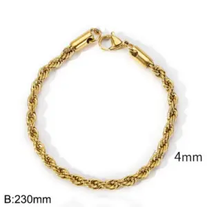 Gold (Width 4mm) / Bracelet 9 Inches (Length 23cm)