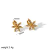 Wholesale PVD Coated Real Gold Plated 18K Gold Heart Shape Flower Butterfly 304 Stainless Steel IG Style Sweet Waterproof Non Tarnish Ear Studs