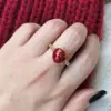 Wholesale Jewelry Cute Vintage Style Cherry Strawberry Brass Zircon 18K Gold Plated Open Rings