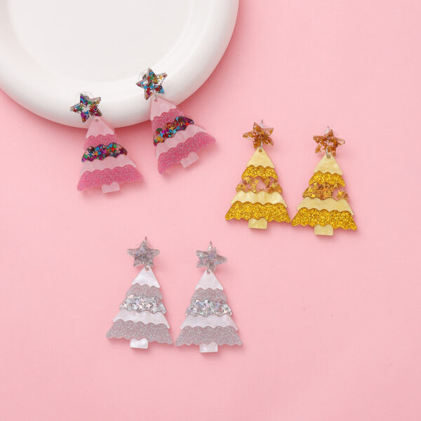 oly-4eeac40139f0bc1eec913f55283ddfa0 Wholesale Christmas acrylic earrings accessories Europe and the United States cross-border new Christmas tree stitching cartoon earrings earrings